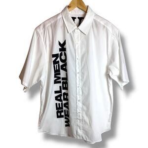 VLONE Men’s White Button Down Shirt Real Men Wear Black Shirt XL Made In Japan